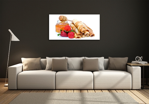 Cuadro decorativo de vidrio para salón horizontal Deliciosos panqueques