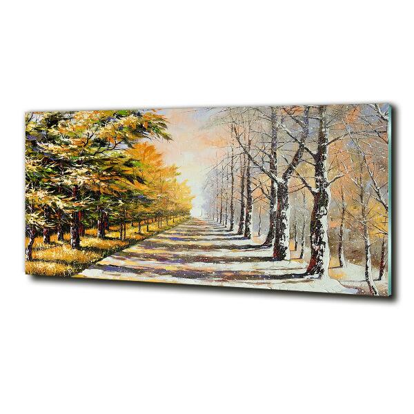 Impresión en cristal con acabado brillante horizontal Otoño vs. Invierno