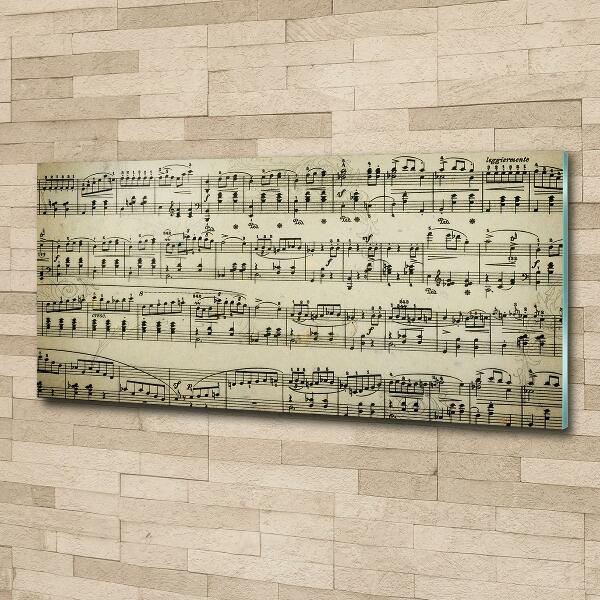 Impresión en cristal con acabado brillante horizontal Notas sobre un pentagrama