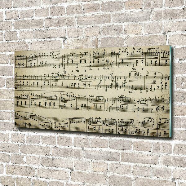 Impresión en cristal con acabado brillante horizontal Notas sobre un pentagrama