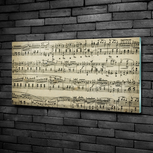 Impresión en cristal con acabado brillante horizontal Notas sobre un pentagrama