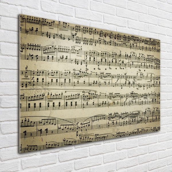 Impresión en cristal con acabado brillante horizontal Notas sobre un pentagrama