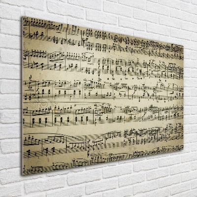 Impresión en cristal con acabado brillante horizontal Notas sobre un pentagrama