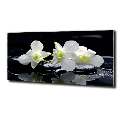Cuadro decorativo de vidrio para salón horizontal Orquídea