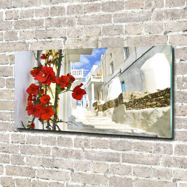 Foto en cristal de alta calidad con impresión uv horizontal Mykonos, Grecia