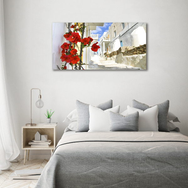 Foto en cristal de alta calidad con impresión uv horizontal Mykonos, Grecia