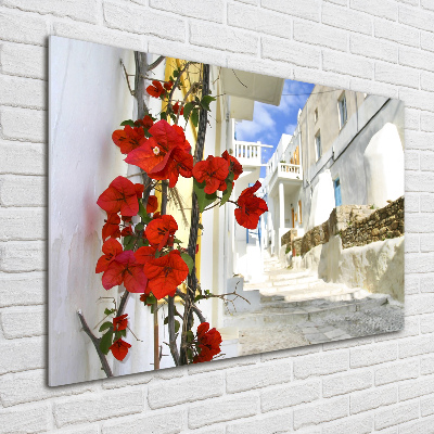 Foto en cristal de alta calidad con impresión uv horizontal Mykonos, Grecia