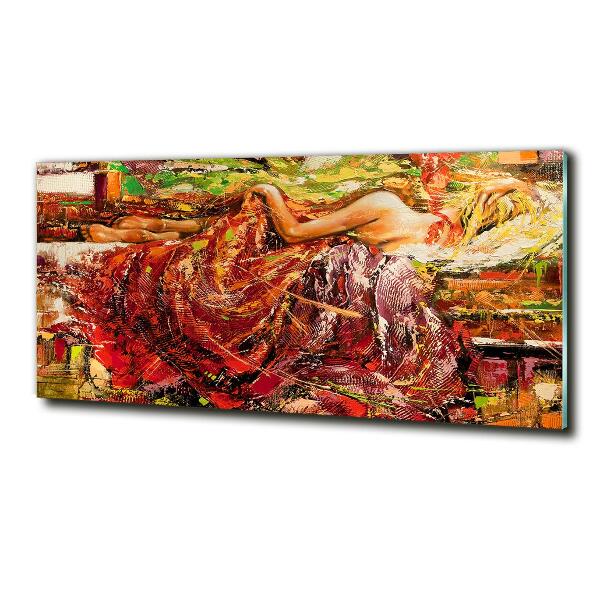 Cuadro decorativo de vidrio para salón horizontal Mujer dormida