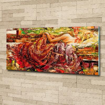 Cuadro decorativo de vidrio para salón horizontal Mujer dormida