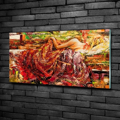 Cuadro decorativo de vidrio para salón horizontal Mujer dormida