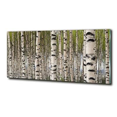 Impresión en cristal con acabado brillante horizontal bosque de abedules