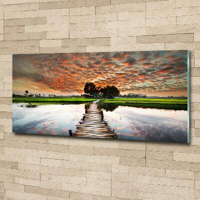 Foto obraz szkło hartowane Drewniany most