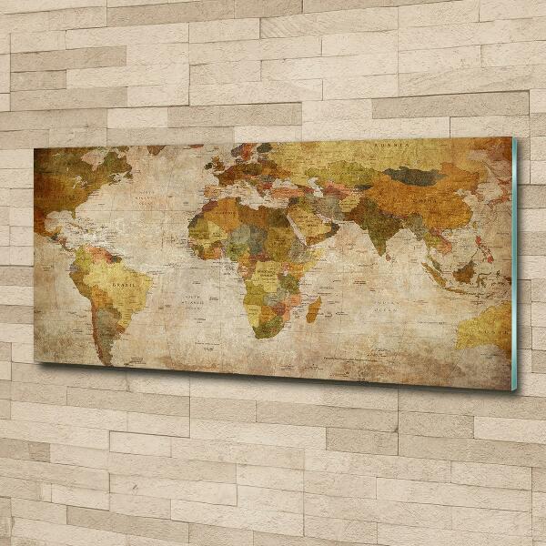 Cuadro de cristal templado moderno horizontal Mapa político