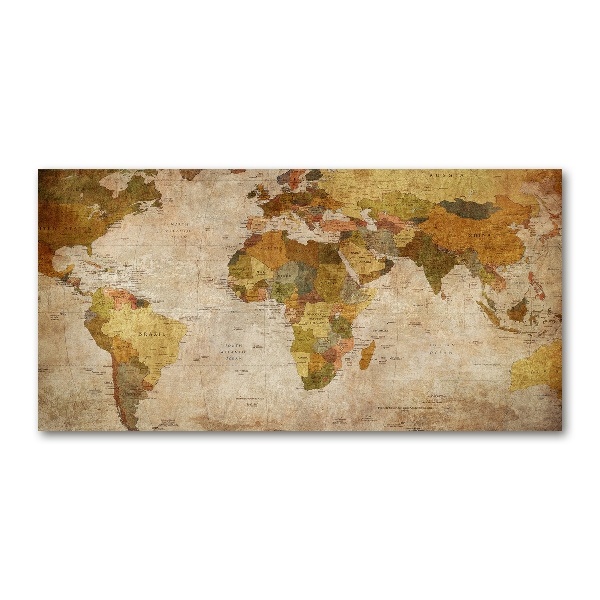 Cuadro de cristal templado moderno horizontal Mapa político