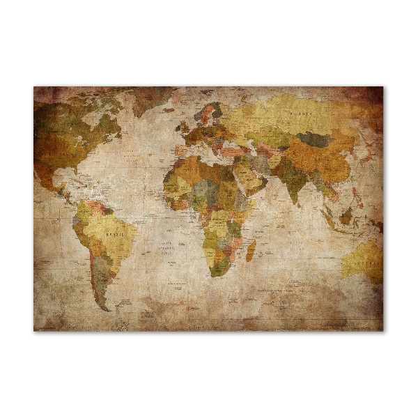 Cuadro de cristal templado moderno horizontal Mapa político