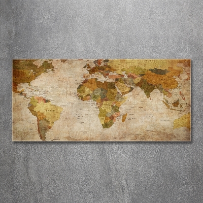 Cuadro de cristal templado moderno horizontal Mapa político