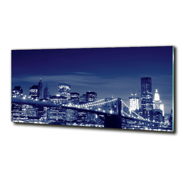 Cuadro decorativo de vidrio para salón horizontal Nueva York de noche