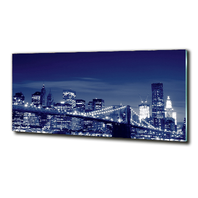 Cuadro decorativo de vidrio para salón horizontal Nueva York de noche