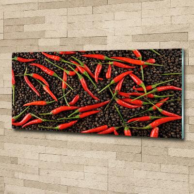 Cuadro decorativo de vidrio para salón horizontal chiles