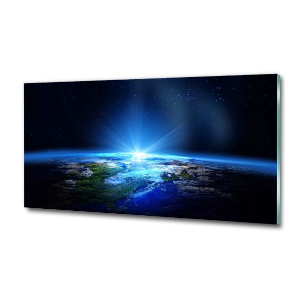 Cuadro decorativo de vidrio para salón horizontal Planeta Tierra