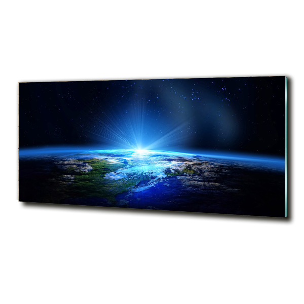 Cuadro decorativo de vidrio para salón horizontal Planeta Tierra