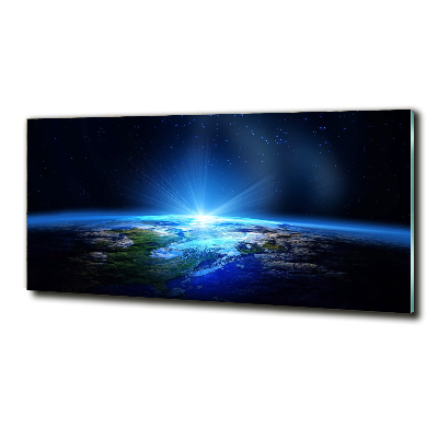 Cuadro decorativo de vidrio para salón horizontal Planeta Tierra