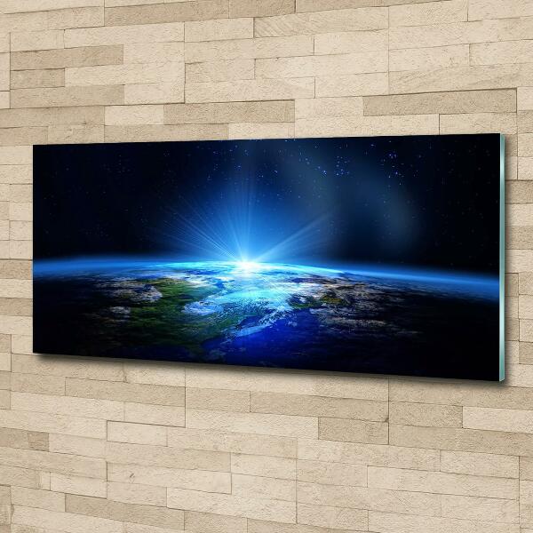 Cuadro decorativo de vidrio para salón horizontal Planeta Tierra