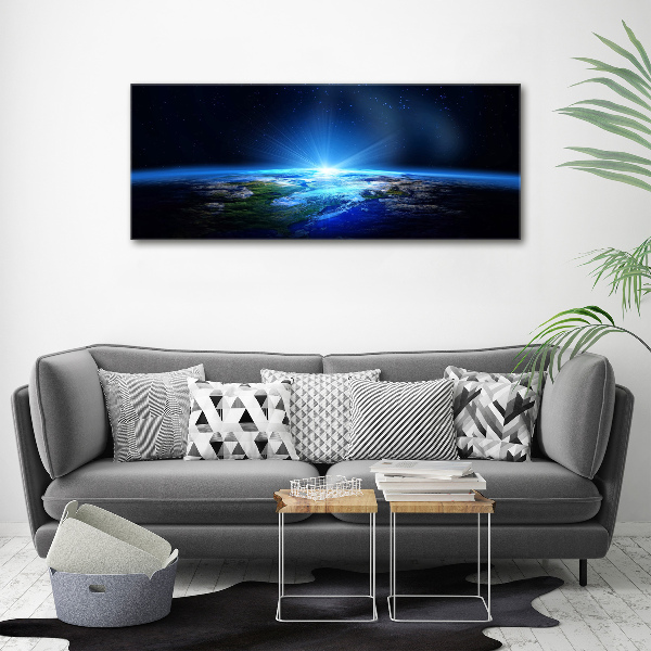 Cuadro decorativo de vidrio para salón horizontal Planeta Tierra