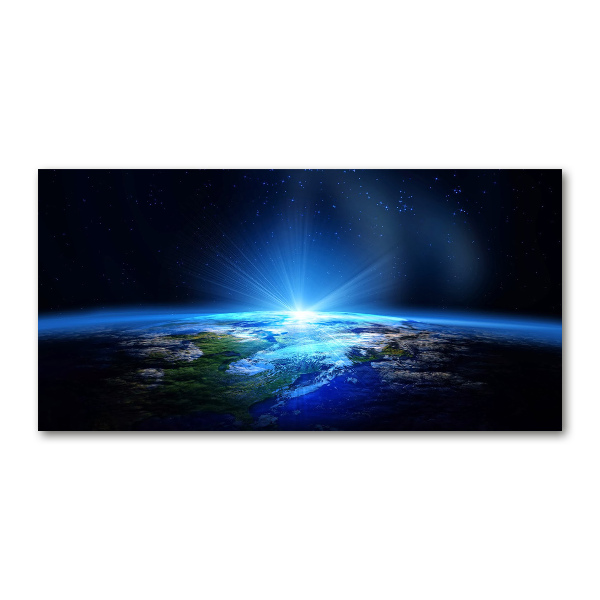 Cuadro decorativo de vidrio para salón horizontal Planeta Tierra