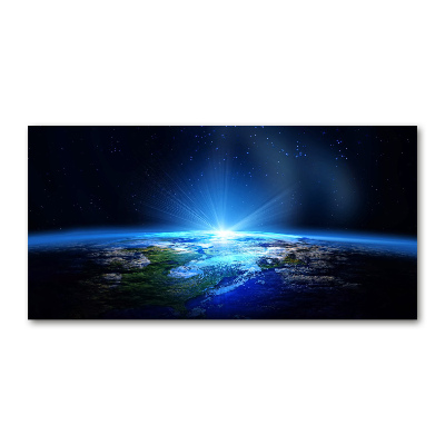 Cuadro decorativo de vidrio para salón horizontal Planeta Tierra