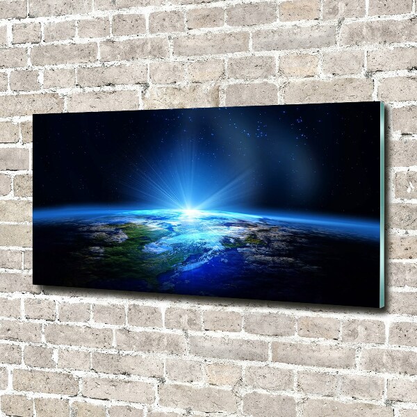 Cuadro decorativo de vidrio para salón horizontal Planeta Tierra