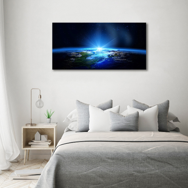 Cuadro decorativo de vidrio para salón horizontal Planeta Tierra