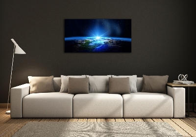 Cuadro decorativo de vidrio para salón horizontal Planeta Tierra