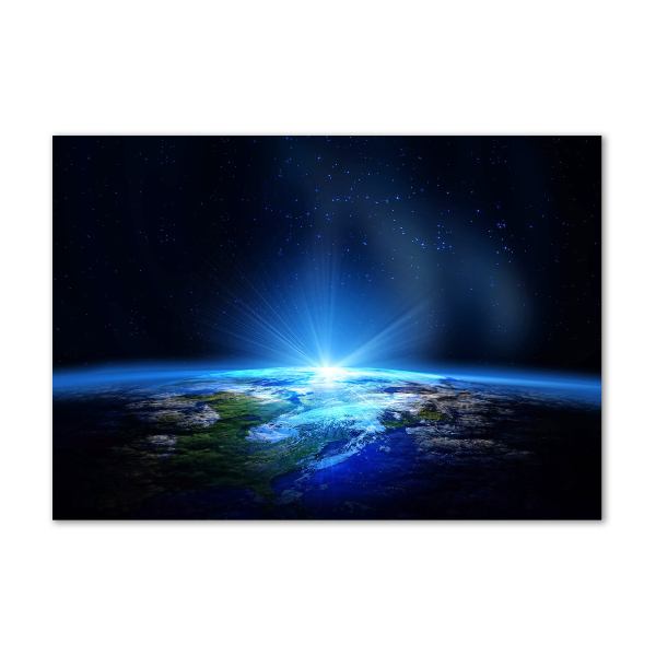 Cuadro decorativo de vidrio para salón horizontal Planeta Tierra