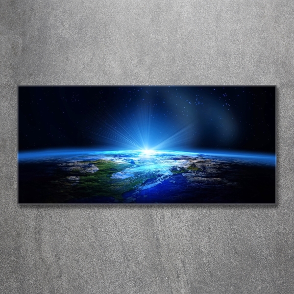 Cuadro decorativo de vidrio para salón horizontal Planeta Tierra
