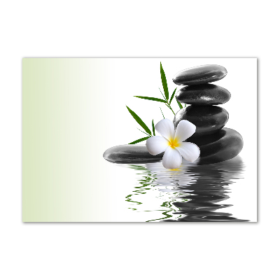 Cuadro decorativo de vidrio para salón horizontal Piedras zen
