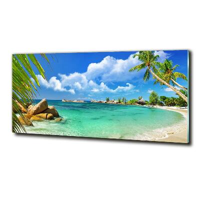 Cuadro de cristal templado moderno horizontal Playa de Seychelles