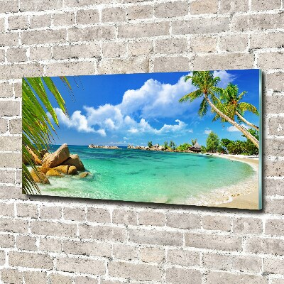 Cuadro de cristal templado moderno horizontal Playa de Seychelles