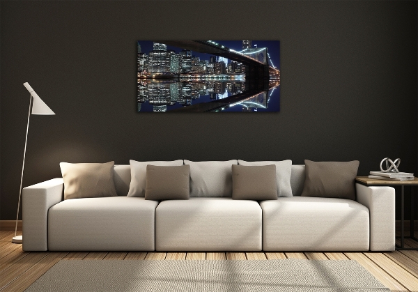 Cuadro decorativo de vidrio para salón horizontal Puente de Brooklyn