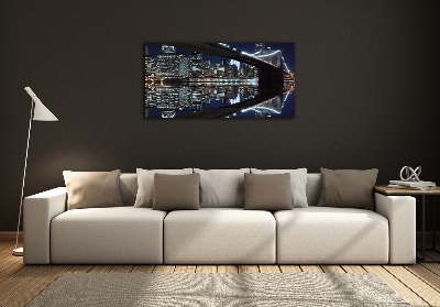 Cuadro decorativo de vidrio para salón horizontal Puente de Brooklyn
