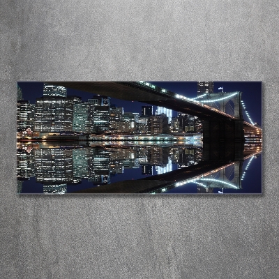 Cuadro decorativo de vidrio para salón horizontal Puente de Brooklyn