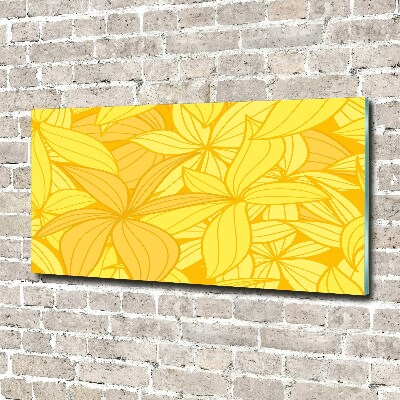 Cuadro decorativo de vidrio para salón horizontal Fondo de flores amarillas