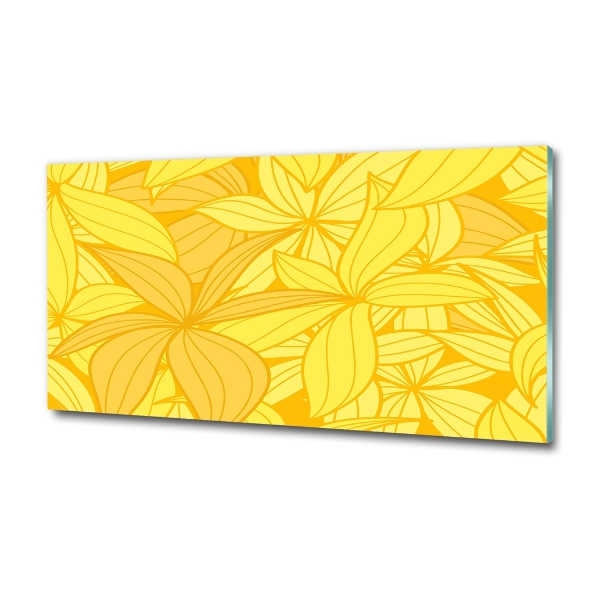 Cuadro decorativo de vidrio para salón horizontal Fondo de flores amarillas