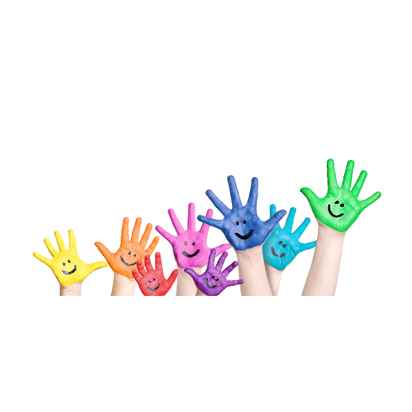 Cuadro decorativo de vidrio para salón horizontal Manos pintadas