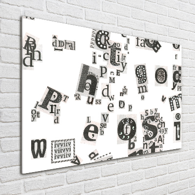 Cuadro decorativo de vidrio para salón horizontal Cartas de un periódico