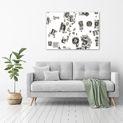 Cuadro decorativo de vidrio para salón horizontal Cartas de un periódico