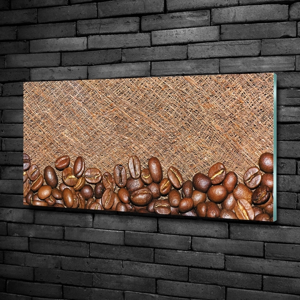 Cuadro decorativo de vidrio para salón horizontal Granos de café