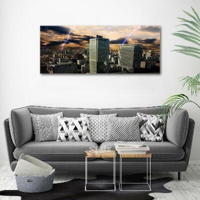 Foto en cristal de alta calidad con impresión uv horizontal Tormenta sobre Varsovia