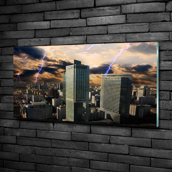 Foto en cristal de alta calidad con impresión uv horizontal Tormenta sobre Varsovia