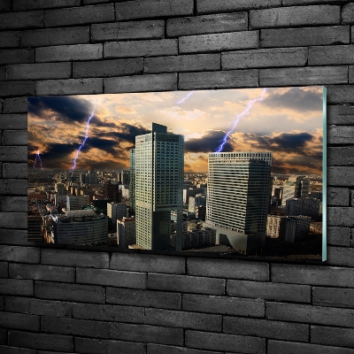 Foto en cristal de alta calidad con impresión uv horizontal Tormenta sobre Varsovia